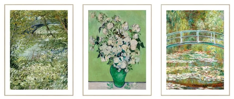 Obrazy v súprave 3 ks - reprodukcia 30x40 cm Van Gogh & Monet