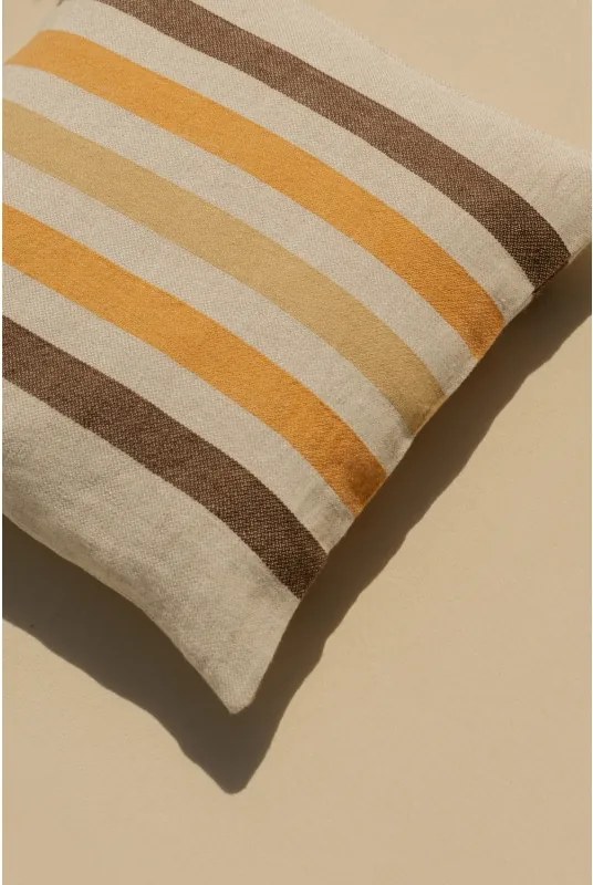 Ľanová obliečka na vankúš Virta 45x45, ľan-hnedo-oranžová