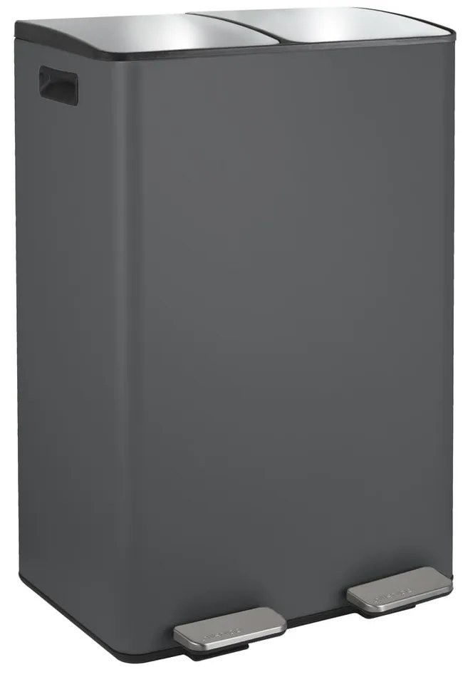 Tmavosivý oceľový odpadkový kôš 2x30 l na triedený odpad/nášľapný Aliya – Spirella