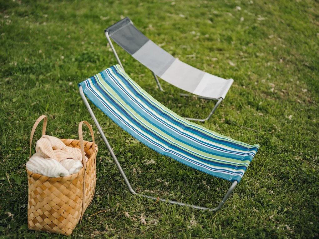 Skladacie plážové ležadlo SAND, modro-biele
