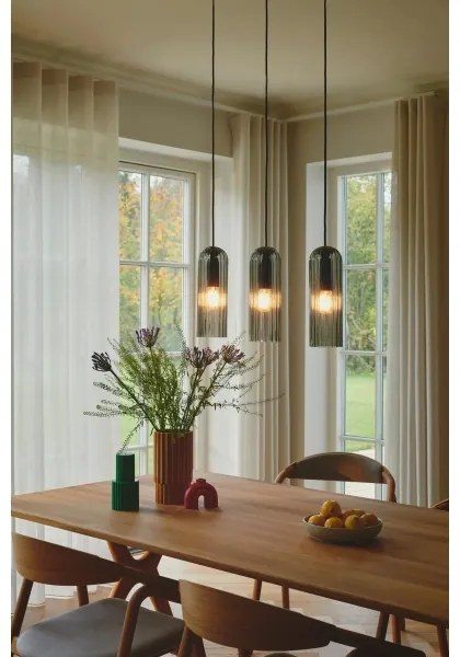 Nordlux - Luster na lanku MIELLA 3xE27/25W/230V čierny/dymový