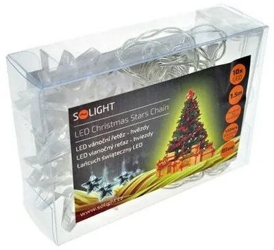 Solight Vianočná reťaz Hviezdy 10 LED modrá, 1,5 m