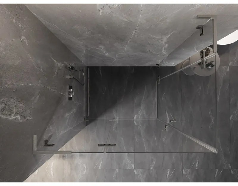 Mexen Lunar, L Duo výklopný sprchový kút 80 x 70 cm, 8mm číre sklo, oceľový profil, 834L-080L-070P-97-00