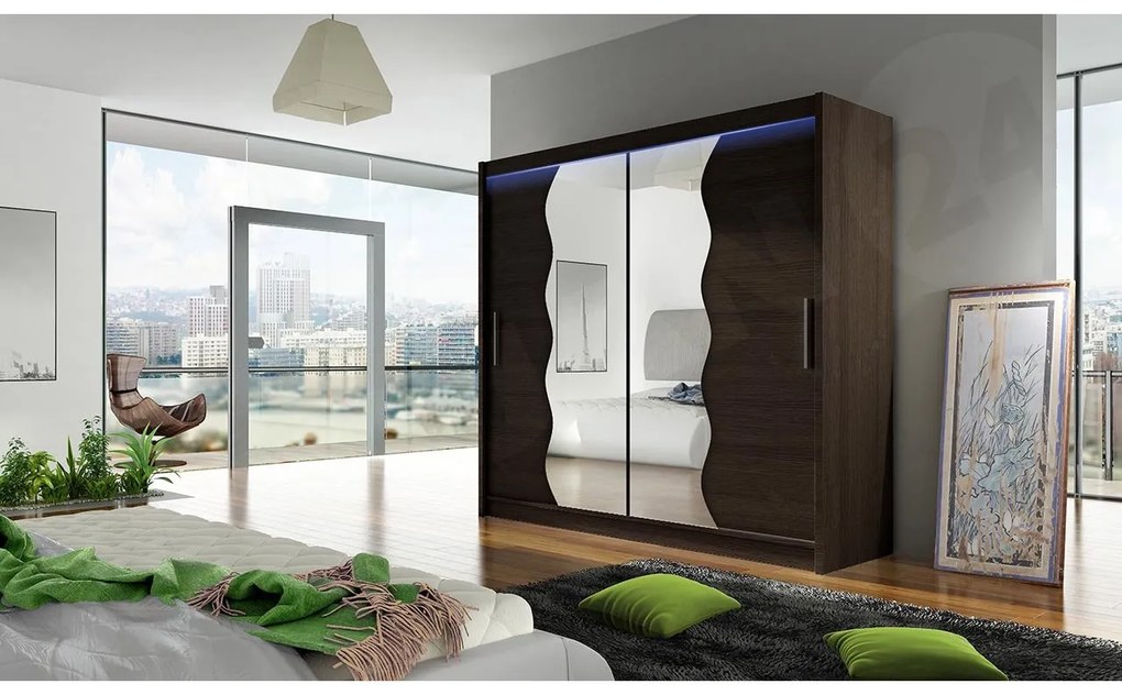 Skriňa London X, Farby: kašmír, Osvetlenie: osvetlenie LED RGB - farebné