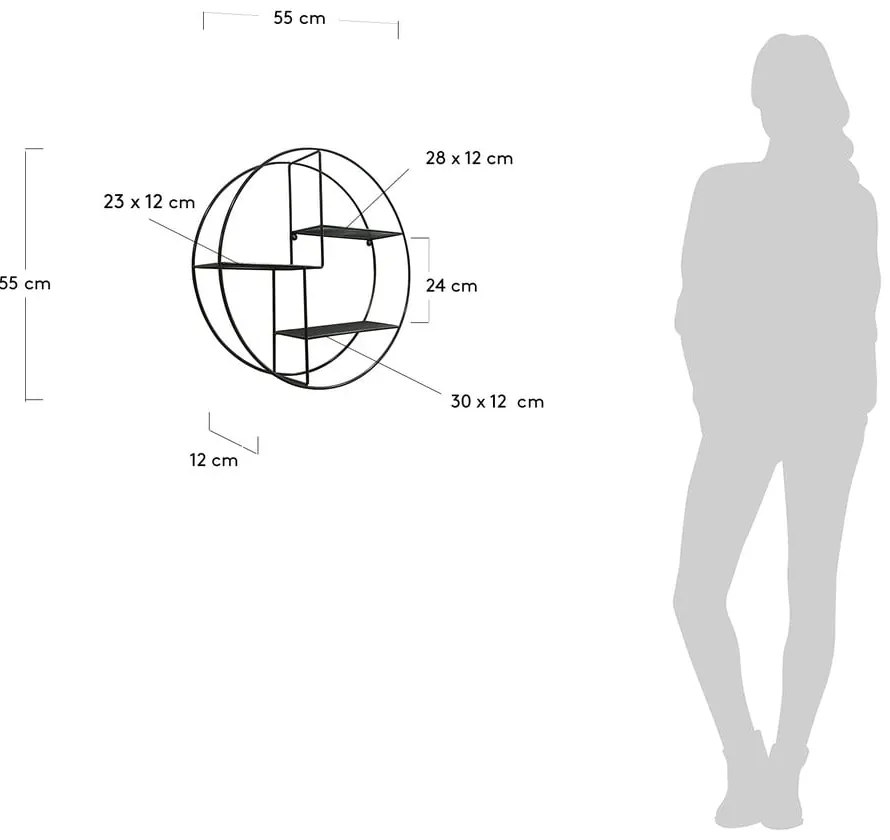 Čierna poschodová kovová polica 55 cm Across – Kave Home