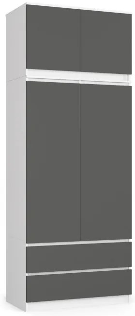 Skriňa s nadstavcom S 90 cm 2D 2SZ CLP biela / sivá