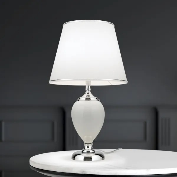 Orion LA 4-1229 - Stolná lampa OVUM 1xE27/40W/230V 48 cm keramika biela/chróm