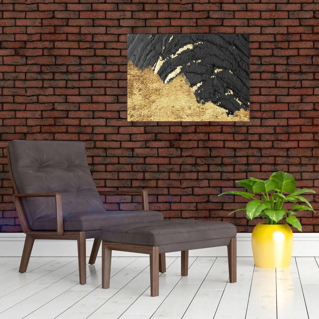 Sklenený obraz - Zlatá štruktúra N⁰1 (70x50 cm)