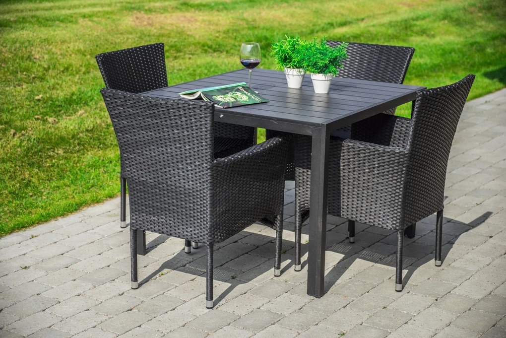 Noela Záhradný jedálenský set Viking M + 4x ratanové kreslo Bali