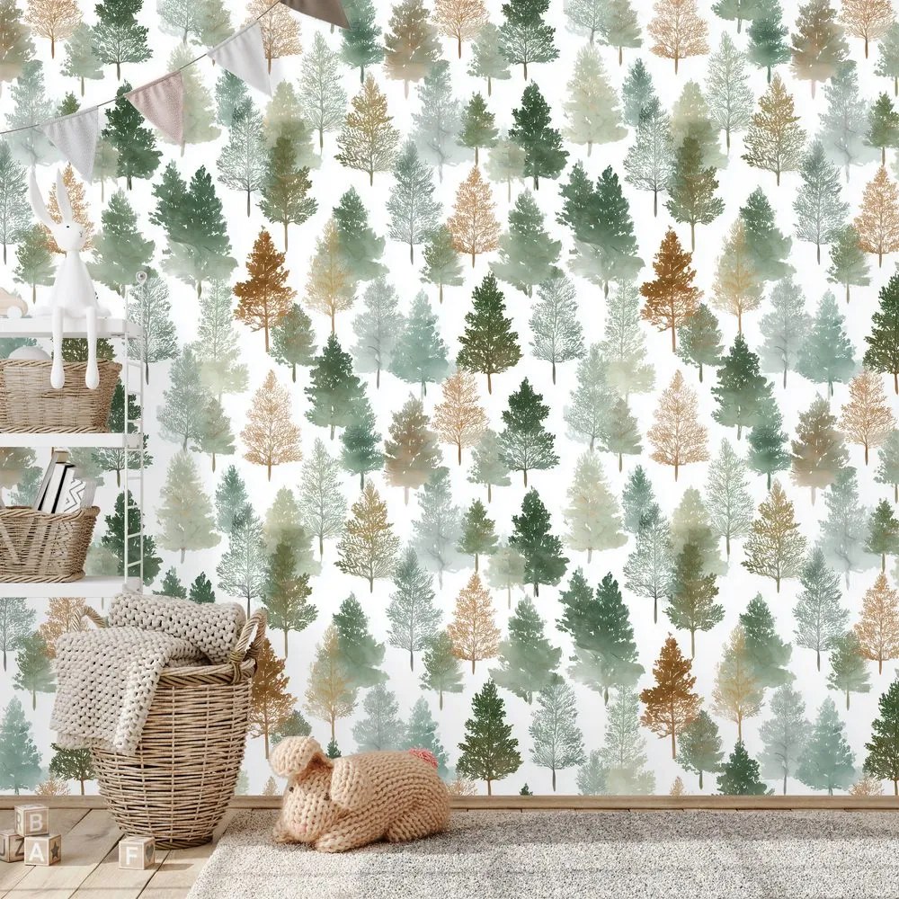 Tapeta pestrofarebné lesné stromy