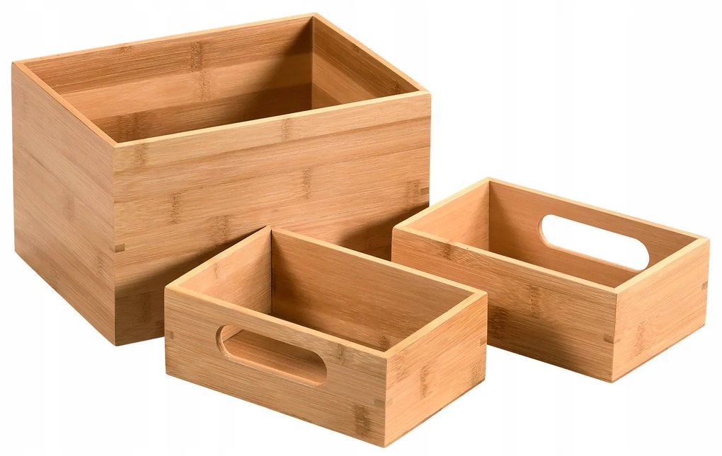 Úložný box, organizér do zásuvky, bambusová súprava 3ks SETOF3