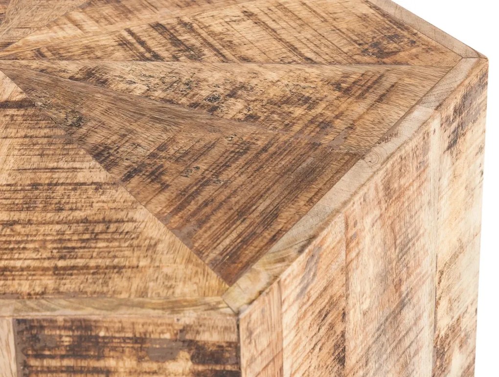 furniture-nabytek.cz - Sada 3 masivních konferenčních stolků Caribou Mango, lakovaná, přírodní, šestihranná