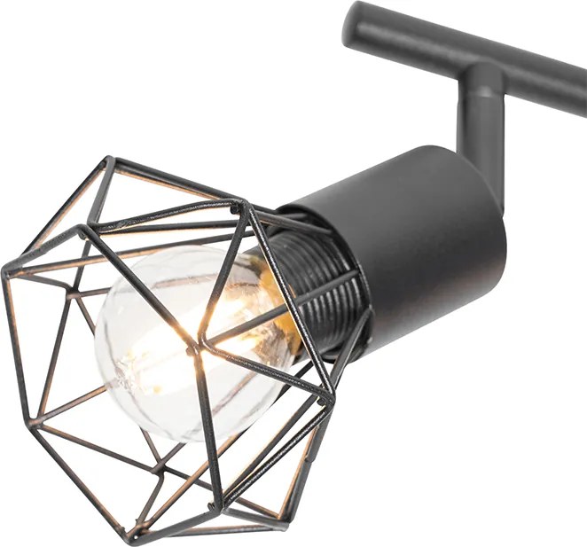 Reflektor čierny s dreveným otočným a naklápacím 3-svetlo - Mosh