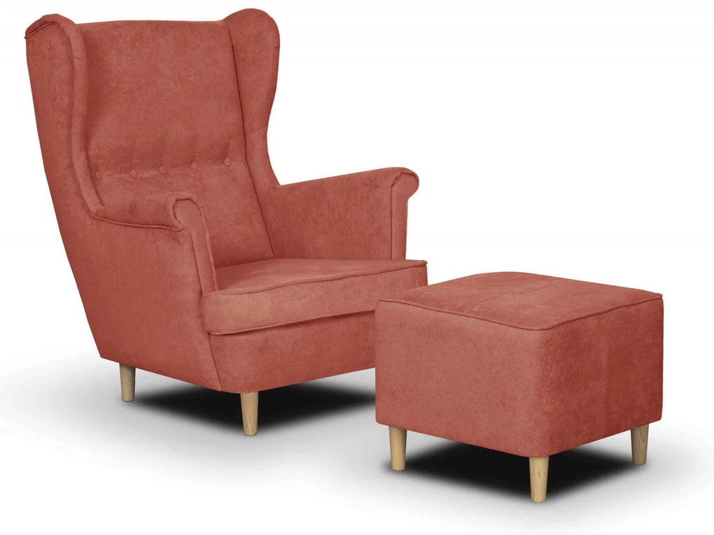 Křeslo Ušák ELI + Podnožka Oranžová