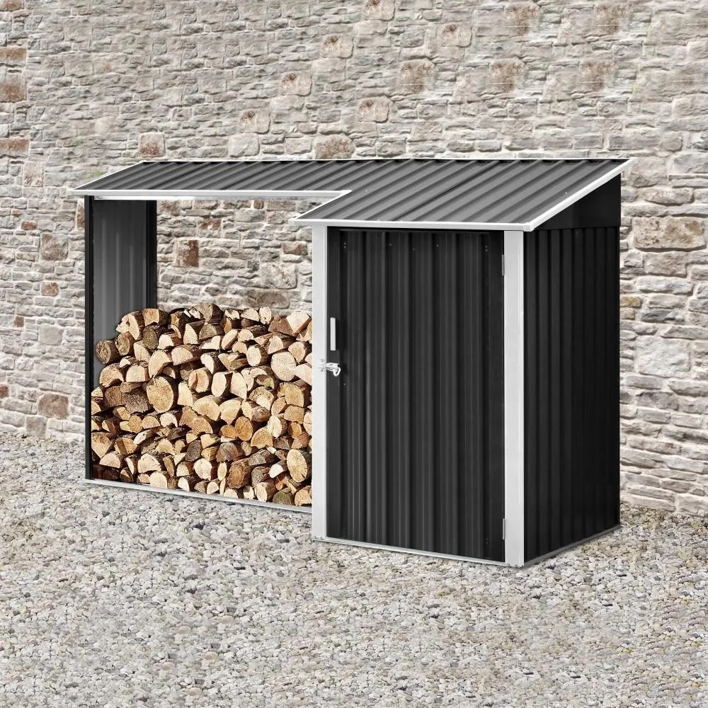 Prístrešok na drevo s kôlňou Avenberg DEVON - Antracit