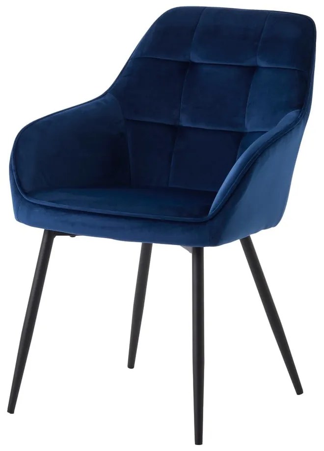 Tmavomodré čalúnené jedálenské kreslá v súprave s podrúčkami 2 ks Nolan Square – Unique Furniture
