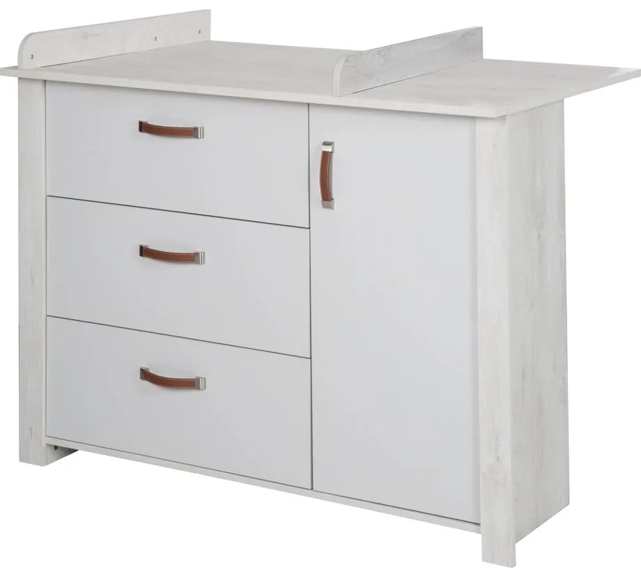 Biela nízka detská komoda s prebaľovacím pultom 126x99 cm Mila – Roba