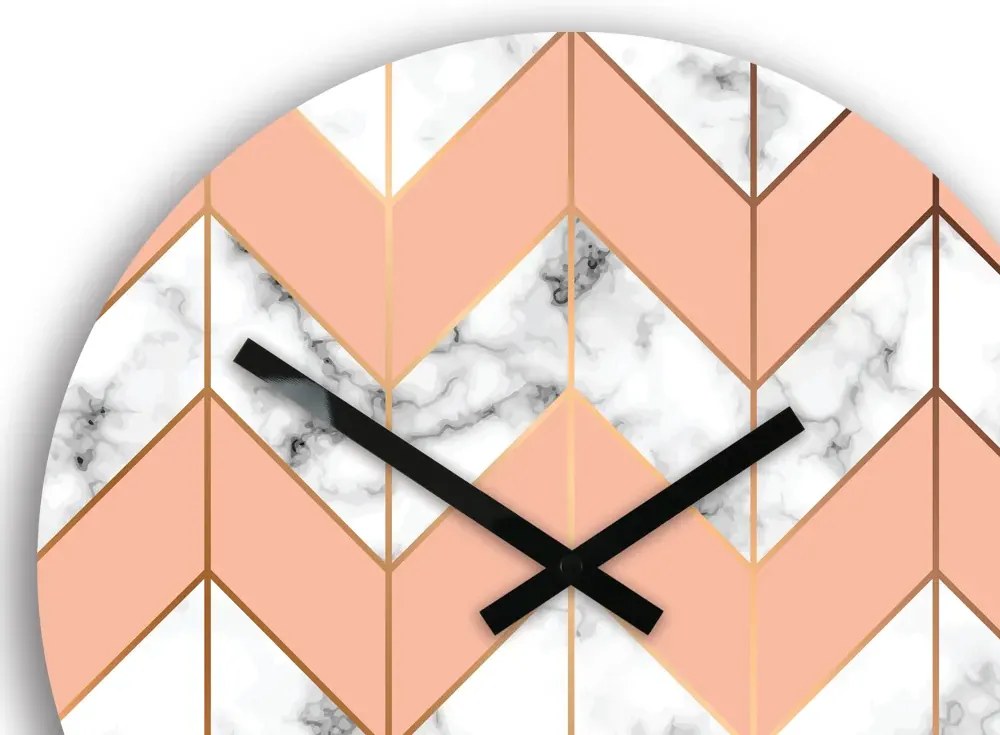 Nástenné hodiny Marble bielo-ružové