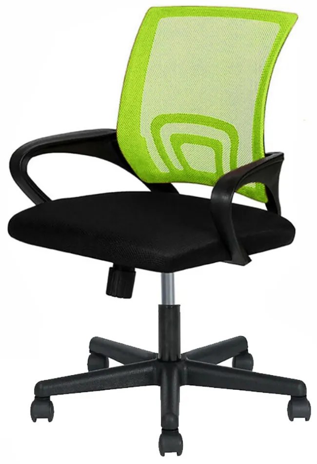 Kancelárska otočná stolička s podrúčkami v rôznych farbách, zelená