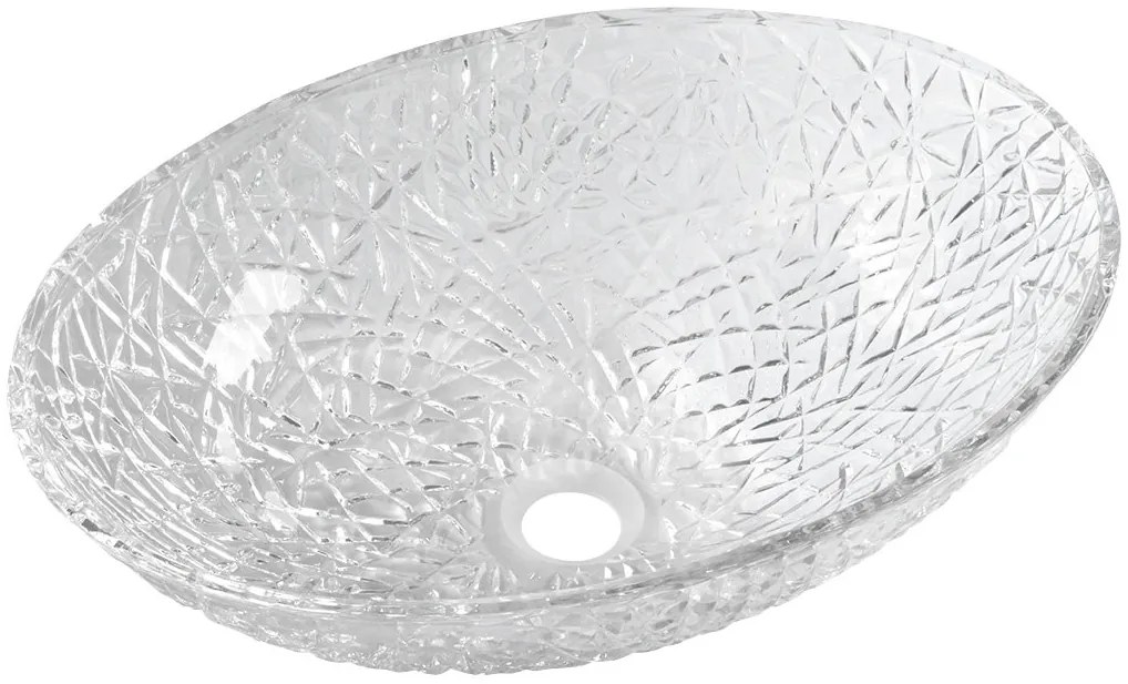 Sapho Sapho, PURUS gravírované sklenené umývadlo na dosku 50x36 cm, číre sklo, TY305CL