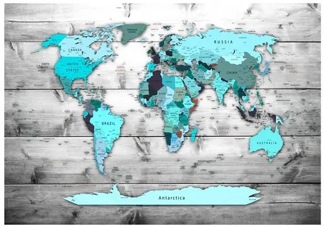 Fototapeta - World Map: Blue Continents Veľkosť: 392x280, Verzia: Samolepiaca