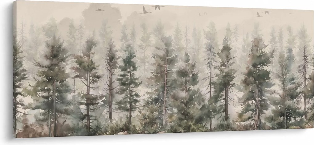 Obraz - Borovicový les I., aquarel (120x50 cm)