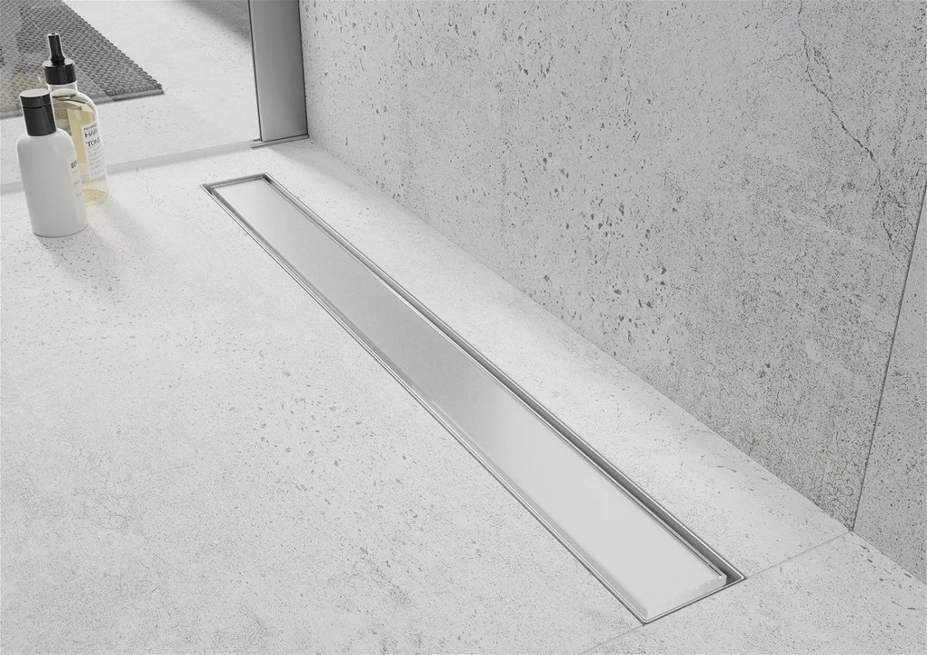 Mexen Flat nerezový sprchový žľab 100 cm vzor biele sklo, 1027100-15