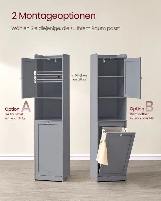 Kúpeľňová skrinka s košom na bielizeň BBC761G02