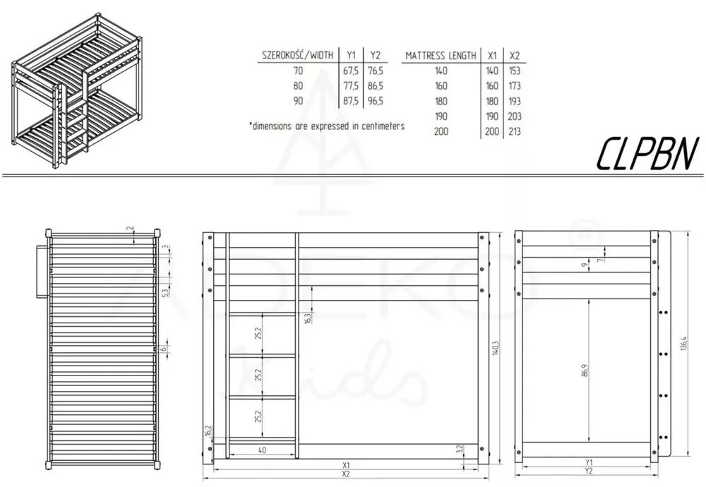 Poschodová detská posteľ s výsuvným lôžkom s úložným priestorom s roštom v prírodnej farbe 80x160 cm CLPBN – Adeko