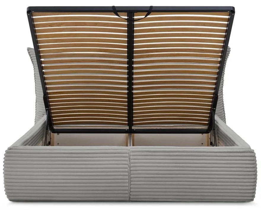 Sivá čalúnená dvojlôžková posteľ s úložným priestorom a roštom 160x200 cm Jade – Bobochic Paris