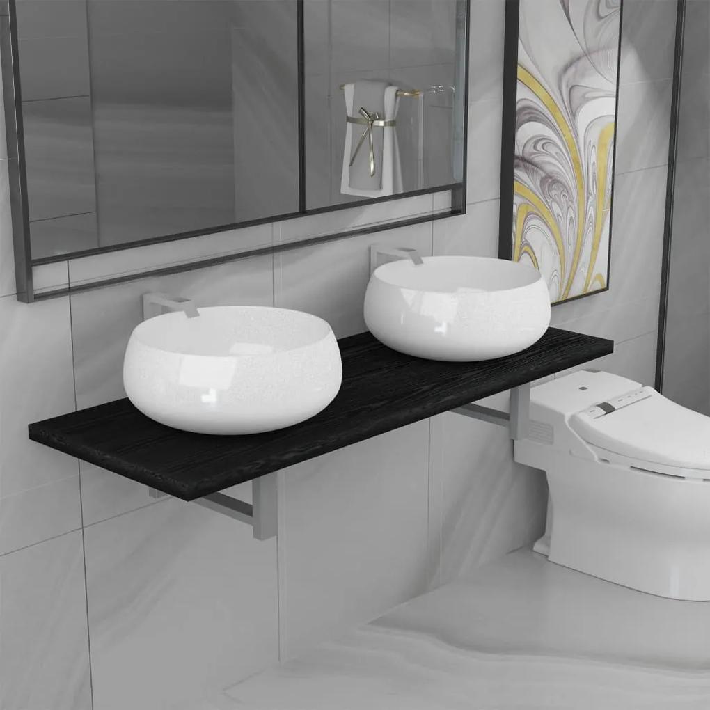 vidaXL Trojdielna súprava kúpeľňového nábytku, keramika, čierna | BIANO