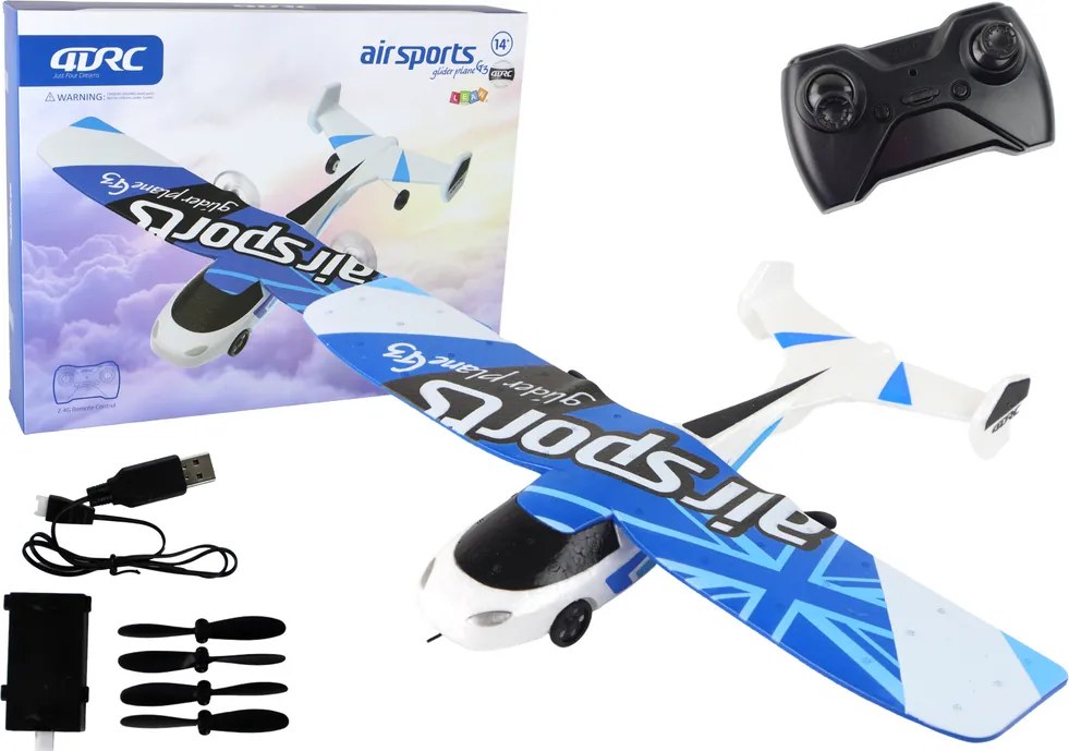 LEAN Toys RC lietadlo 4D-G3 svetlá bielo-modré