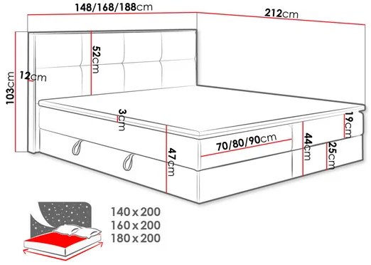 Manželská posteľ Boxspring 160 cm Bolondra (zlatý remeselný dub + soro 97). Vlastná spoľahlivá doprava až k Vám domov. 1051070