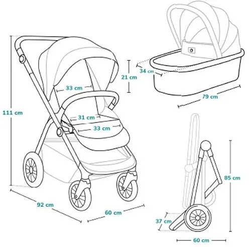 Lionelo - Kombinovaný kočík 3v1 BIANKA Grey Stone