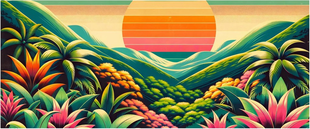 Obraz - Pestrofarebný západ slnka (120x50 cm)