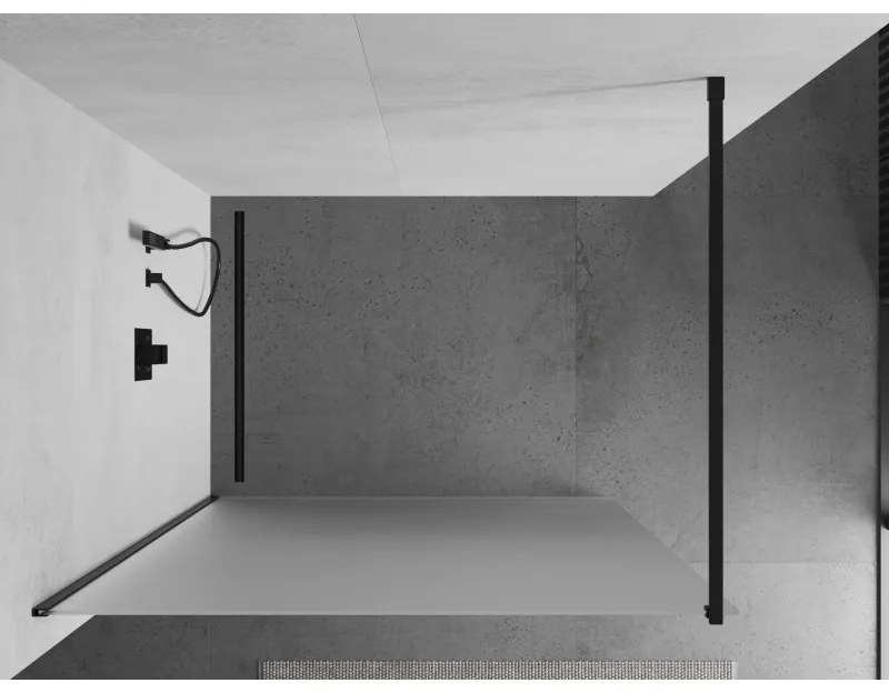 Mexen Kioto sprchová zástena 80x200 cm 8 mm, čierny profil, sklo efekt námrázy, 800-080-101-70-30