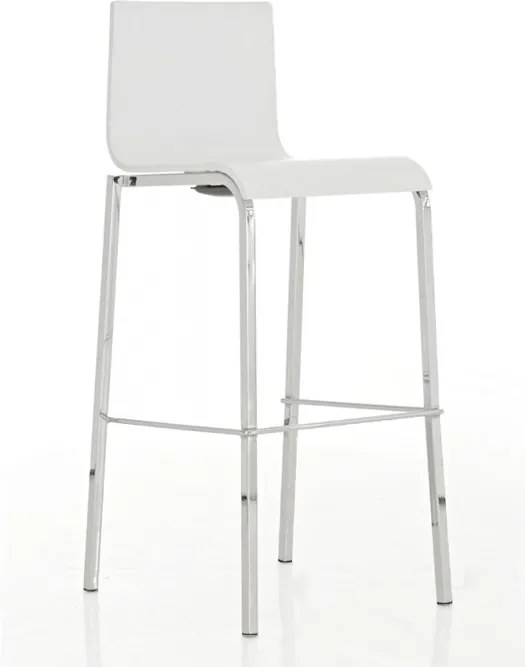 Barová stolička Avion s chrómovanou podnožou (Súprava 2 ks) biela