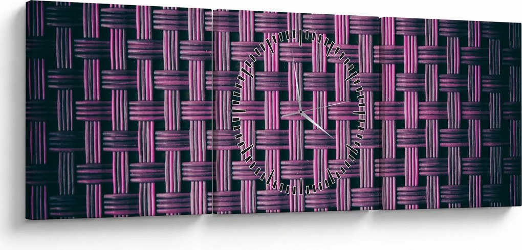 Obraz fialovej textúry (s hodinami) (90x30 cm)