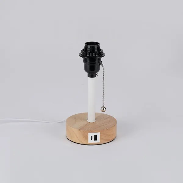 Brilagi - Stolová lampa s USB portom TABLON 1xE27/25W/230V dub/biela/krémová