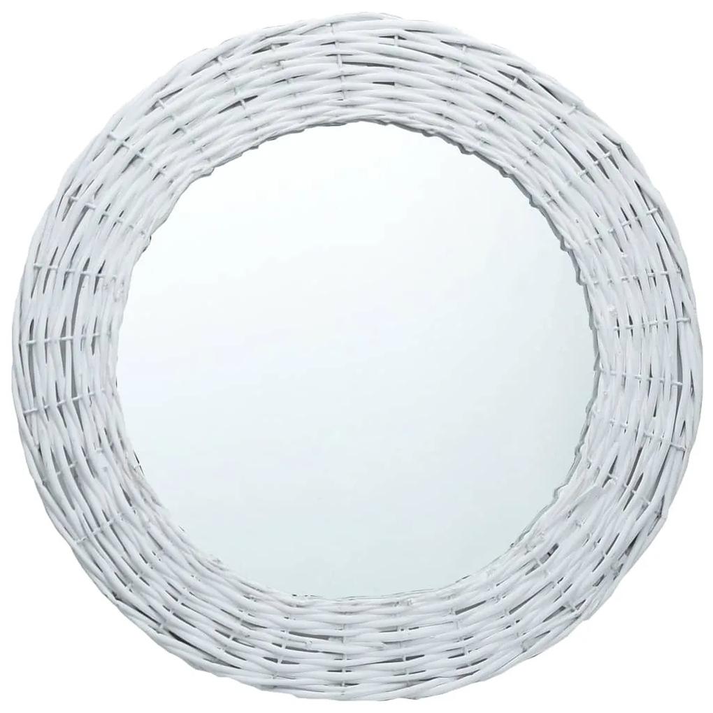 vidaXL Zrkadlo, biele 50 cm, prútie