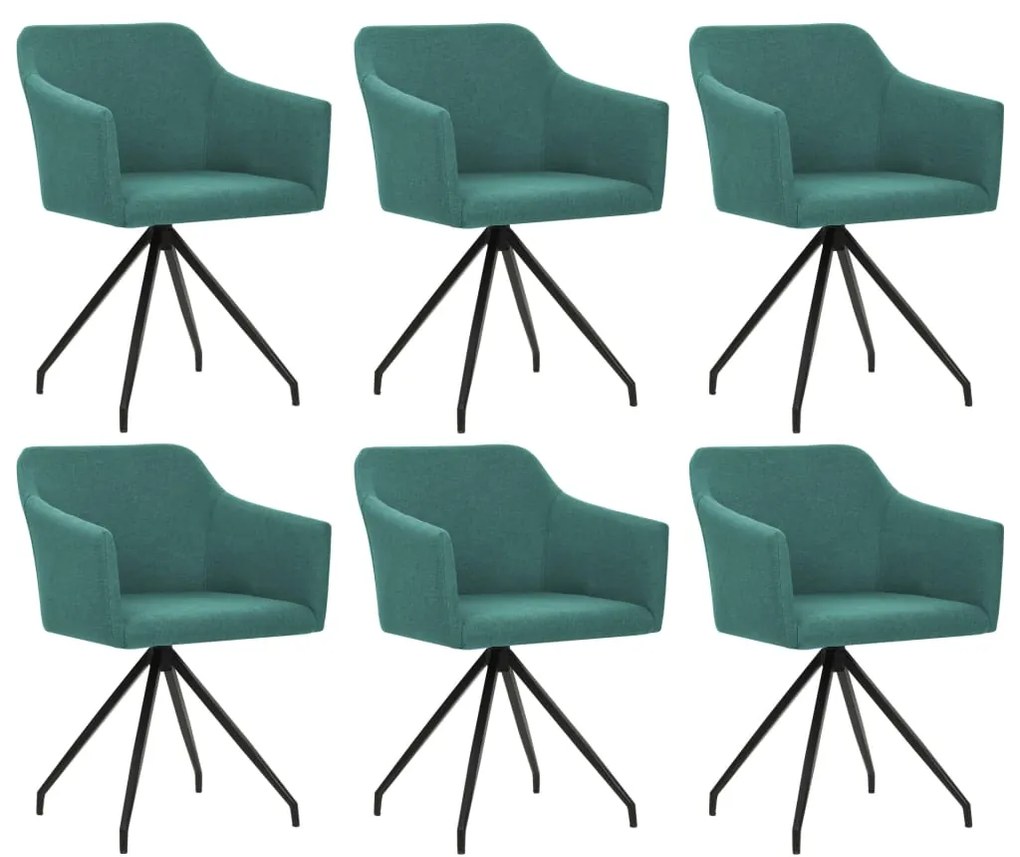 vidaXL Otočné jedálenské stoličky 6 ks, zelené, látka