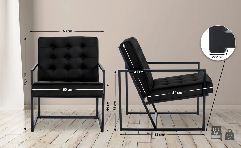 Design-Shop Kreslo Avon lounger - zamat - Čierna
