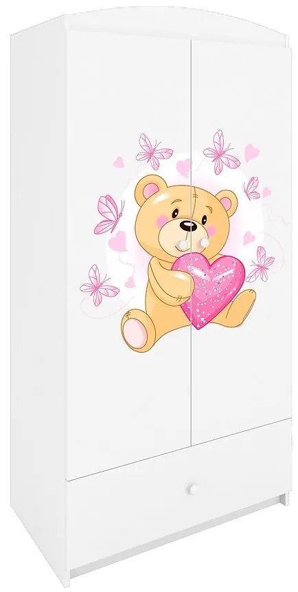 Skriňa Babydreams biela – Medveď s motýľmi
