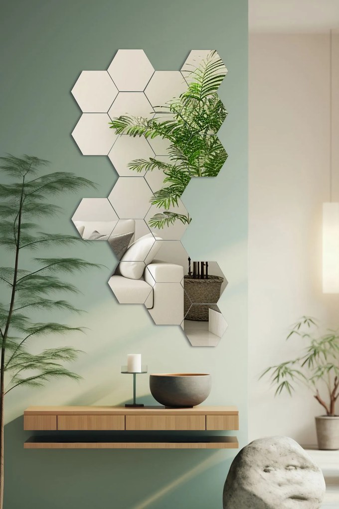 Zrkadlo Hexagonia (strieborná). Akcia -12%. Vlastná spoľahlivá doprava až k Vám domov. 1127590