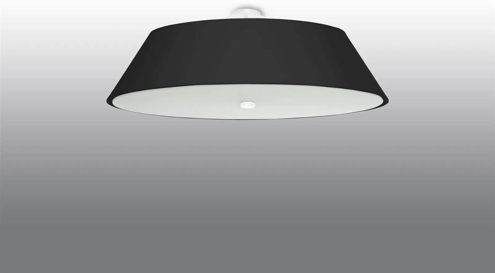 Stropné svietidlo Vega, 1x čierne textilné tienidlo, (biele sklo), (fi 70 cm)