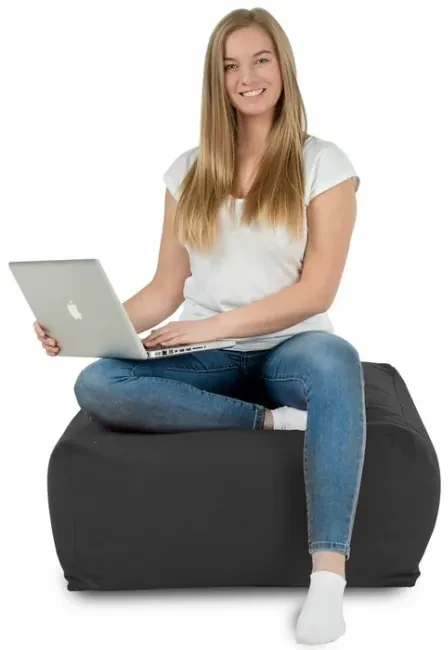Plyšová taburetka kocka sivá