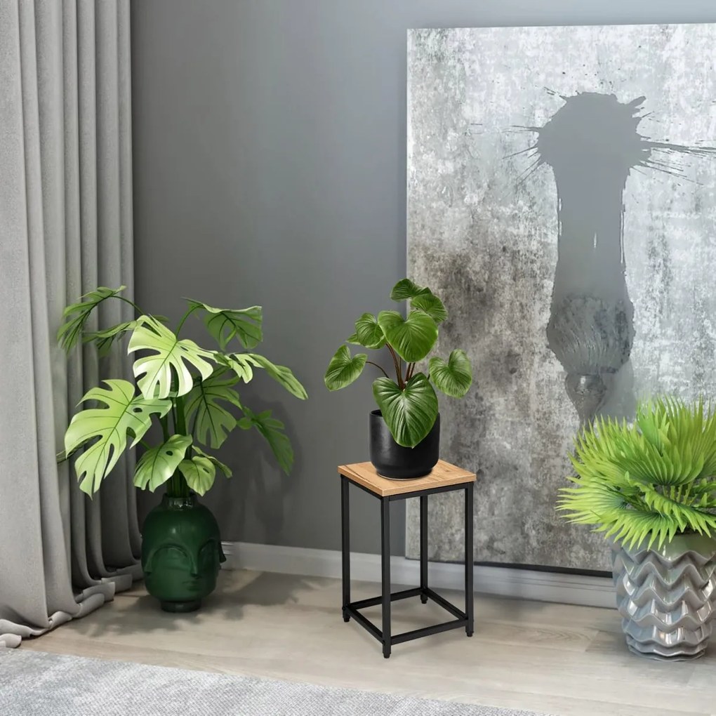 Kvetinový stojan Loft Arben 40 cm čierny/dub Craft