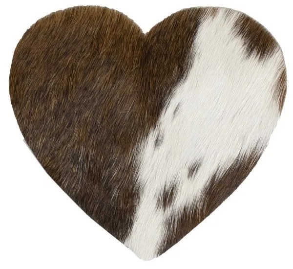 Kožený podtácek v tvare srdca hnedá / biela (bos taurus, taurus) - 14 * 14 * 0,3 cm