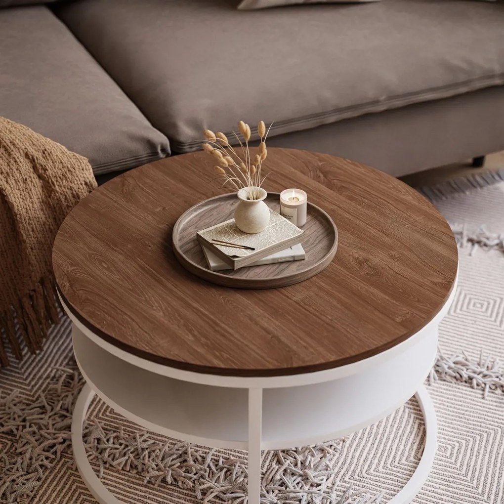 KONFERENČNÝ STOLÍK LEONARDO S POLICOU DUB STIRLING + BIELY