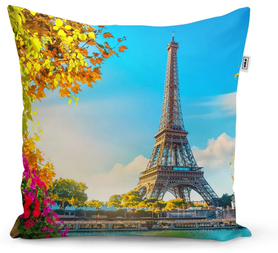 Sablio Vankúš Paríž Eiffelova veža Flowers - 50x50 cm